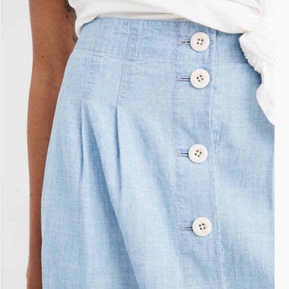 Madewell Chambray Patio Button Front Midi Skirt - Picture 4 of 12